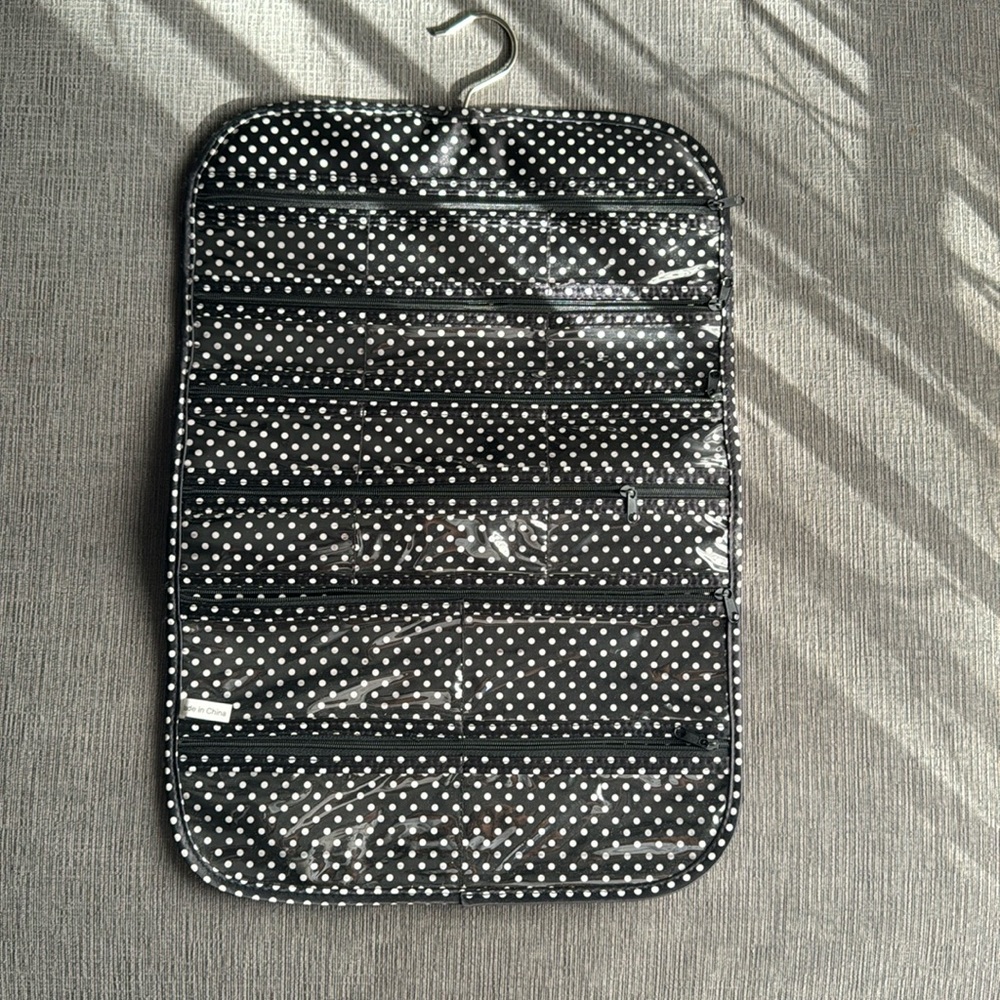 Pandora Jewelry Charm Storage and Travel Case Black With Polka Dot Inside